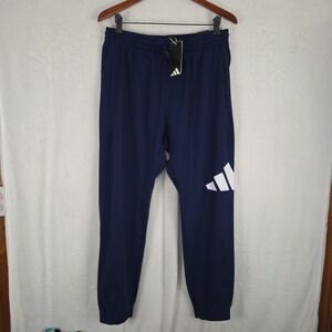 adidas Essentials Big Logo Single Jersey Pants Blue JE8963 Men's Size Large NWT